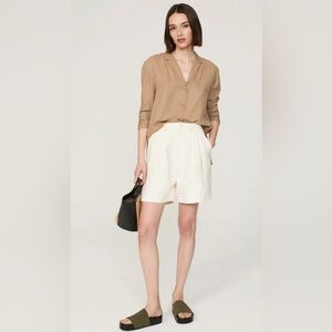 Anine Bing High Waist Linen Cream Shorts- size 6
